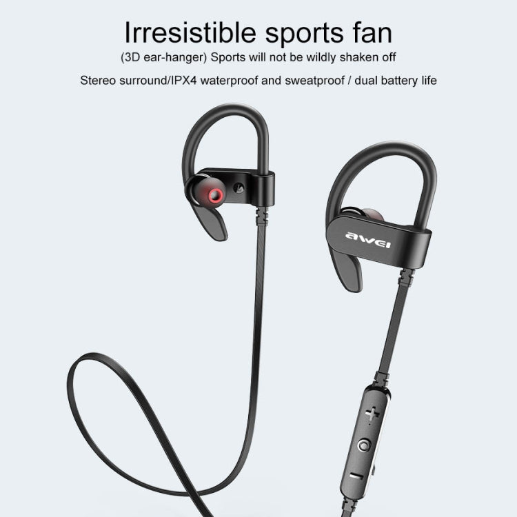 awei WT50 IPX4 Waterproof Ear-mounted Wireless Bluetooth Earphone with Microphone, WT50