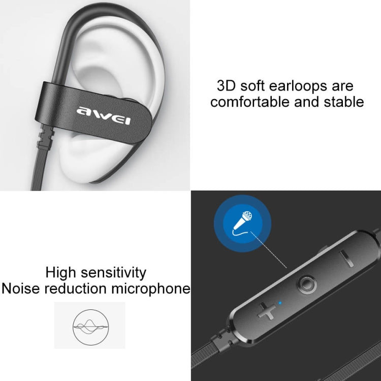 awei WT50 IPX4 Waterproof Ear-mounted Wireless Bluetooth Earphone with Microphone, WT50