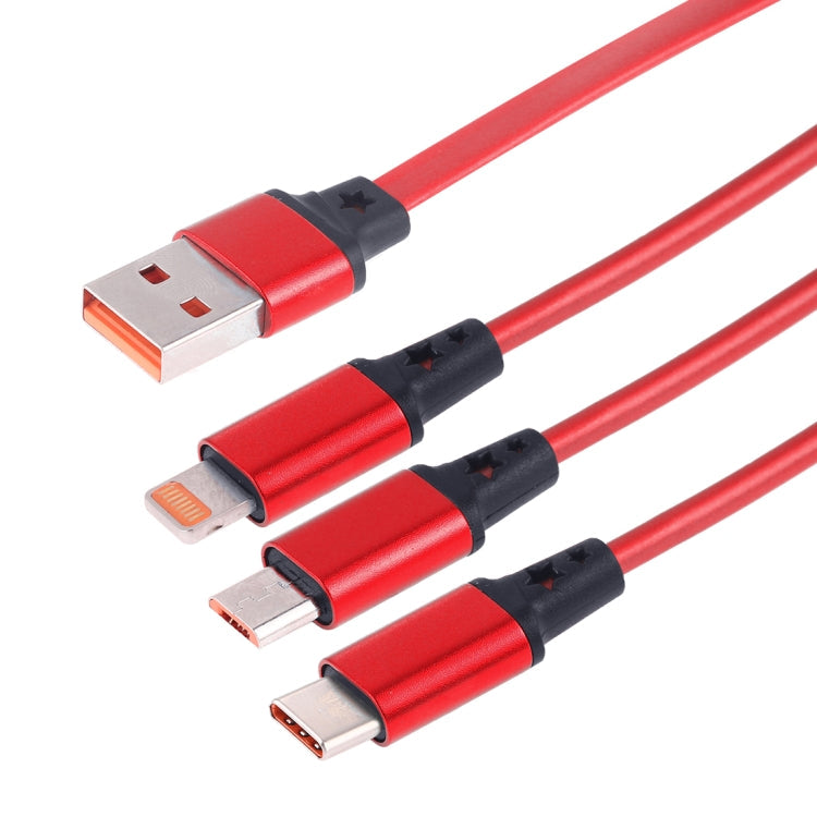 1.2m 3 in 1 USB to USB-C / Type-C + 8Pin + Micro USB Retractable Data Syn Charging Cable