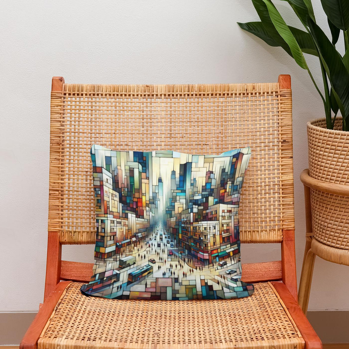 Abstract Cityscape Rhythms Cotton Cushion