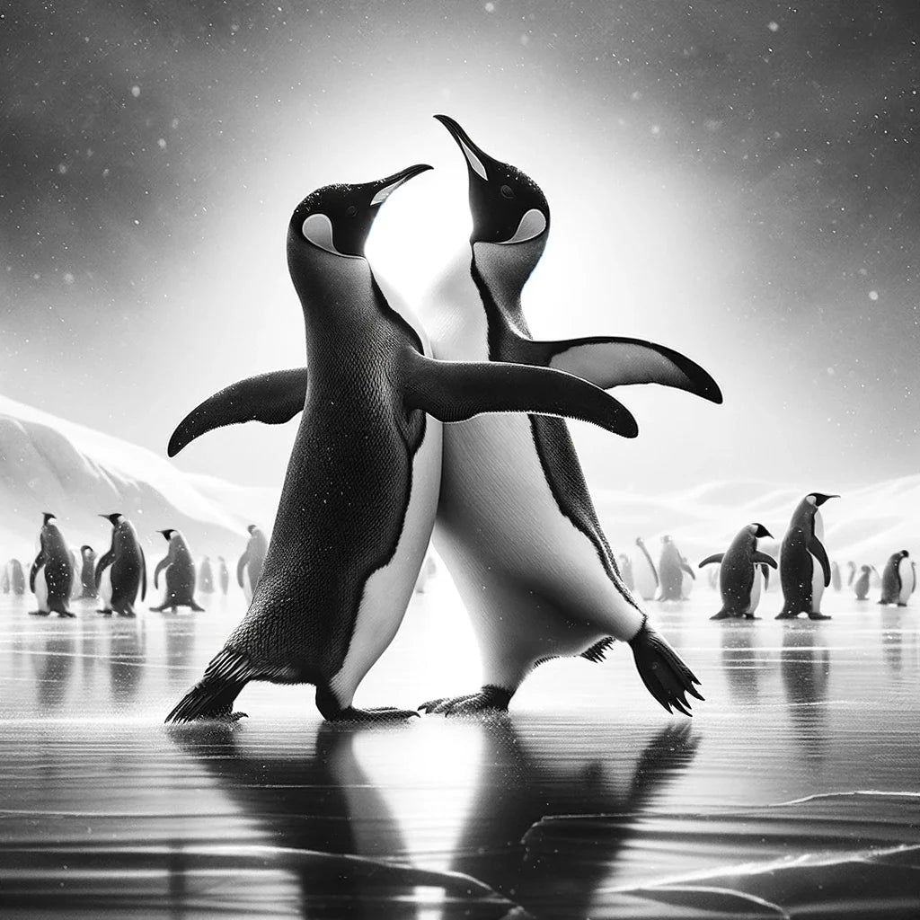 Ice Ballet: Penguin Duo Canvas