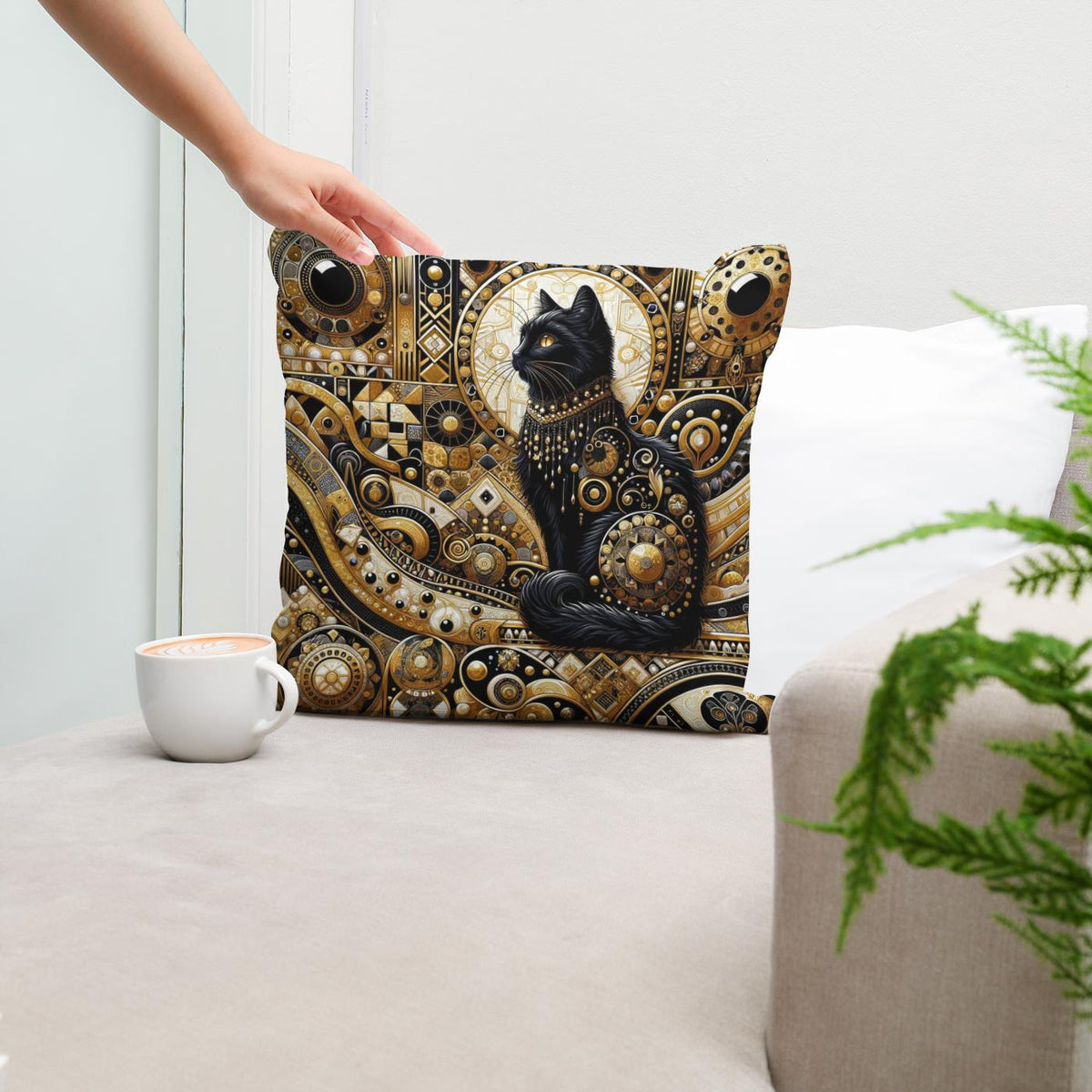 Majesty in Monochrome Cotton Cushion