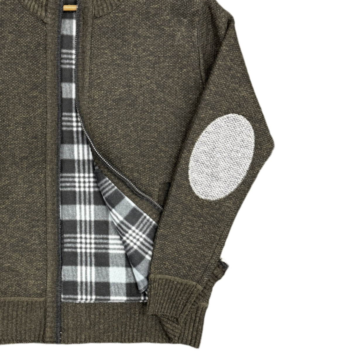 Men Knitted Fleece Lined Zip Up Cardigan