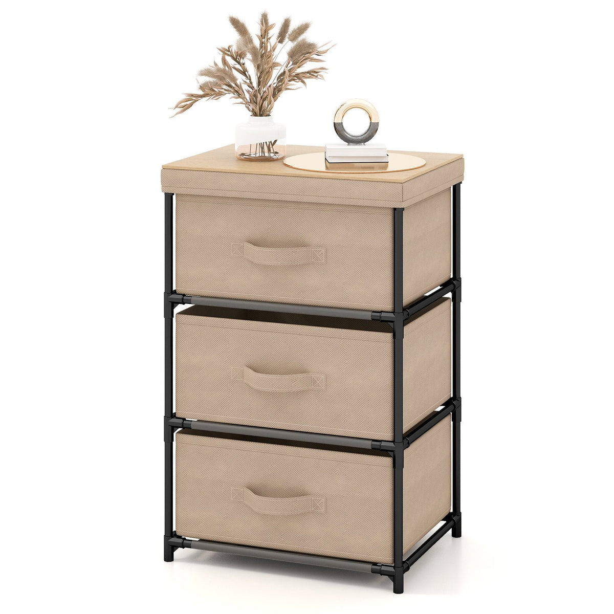 Fabric Storage Organizer Tower Unit with Removable Lid-Black
