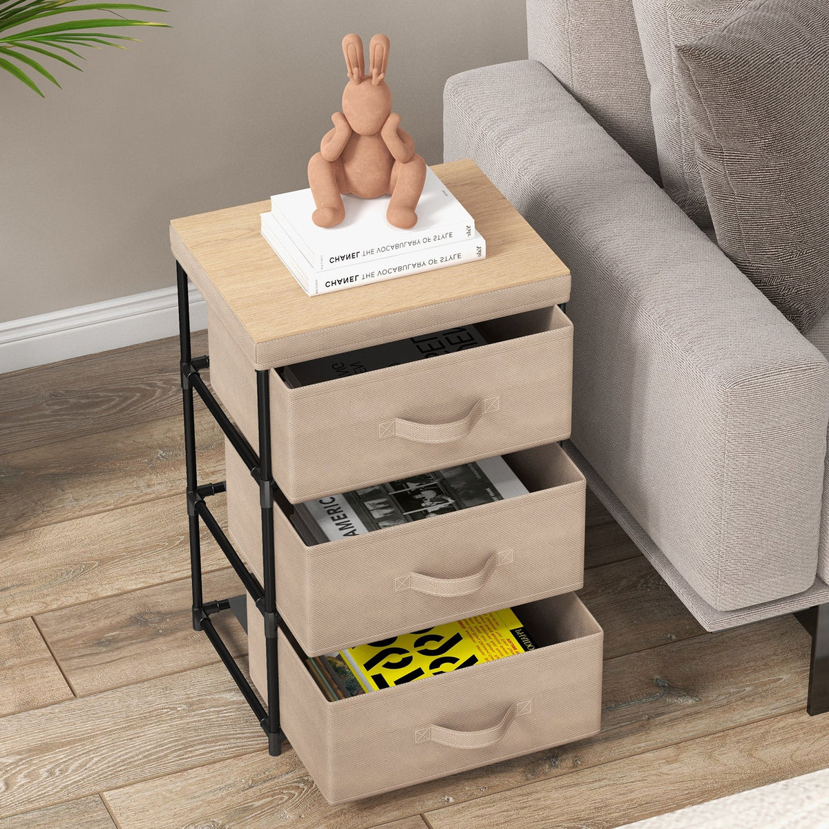 Fabric Storage Organizer Tower Unit with Removable Lid-Black