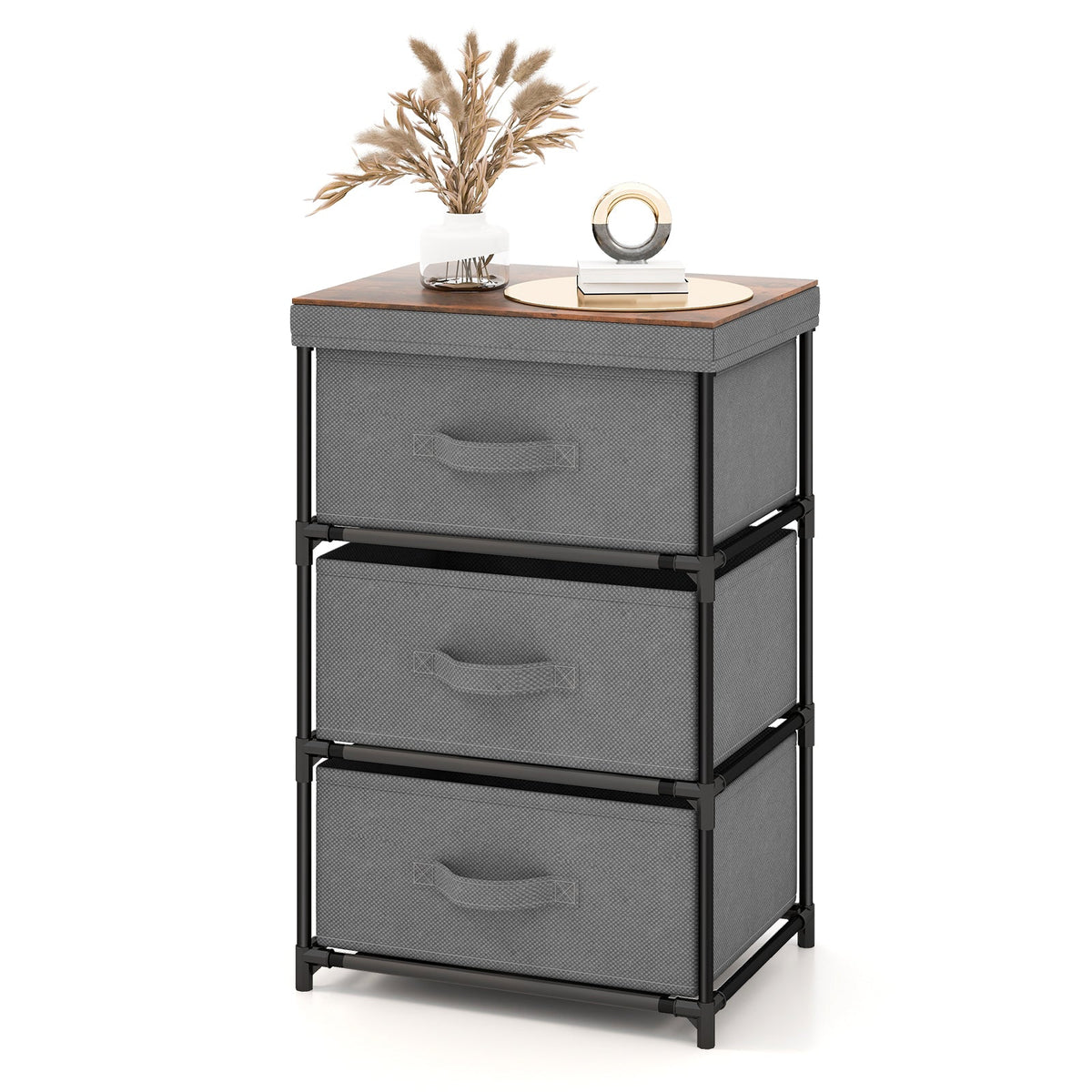 Fabric Storage Organizer Tower Unit with Removable Lid-Black