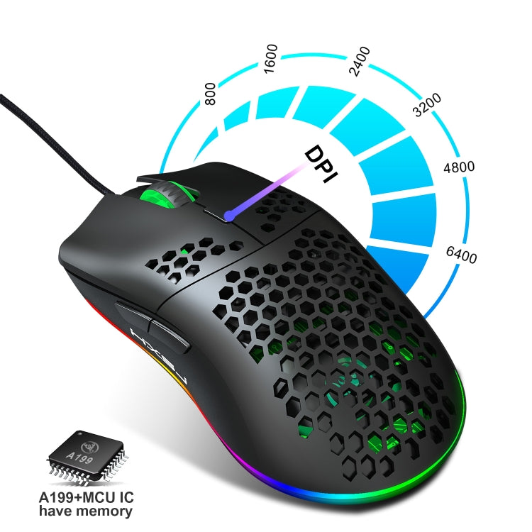 HXSJ J900 6 Keys RGB Lighting Programmable Gaming Wired Mouse (White), J900(Black), J900(White)