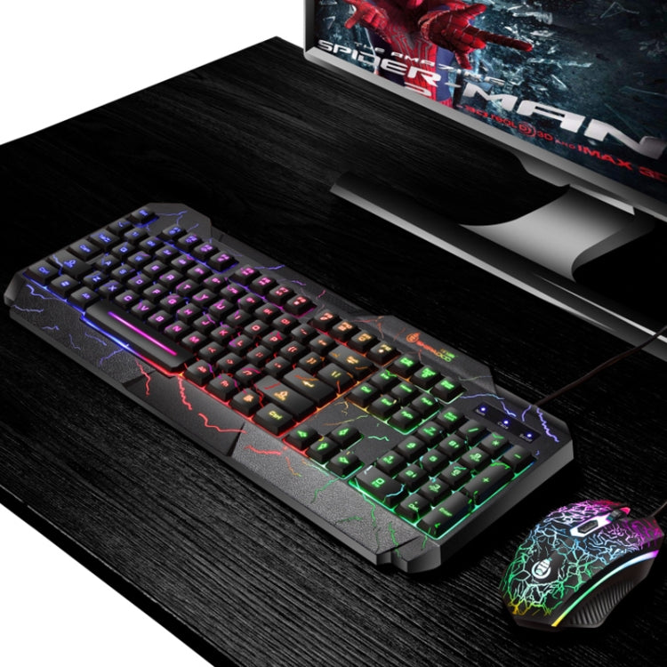 SHIPADOO D620 104-key Wired RGB Color Cracked Backlight Gaming Keyboard Mouse Kit for Laptop, PC