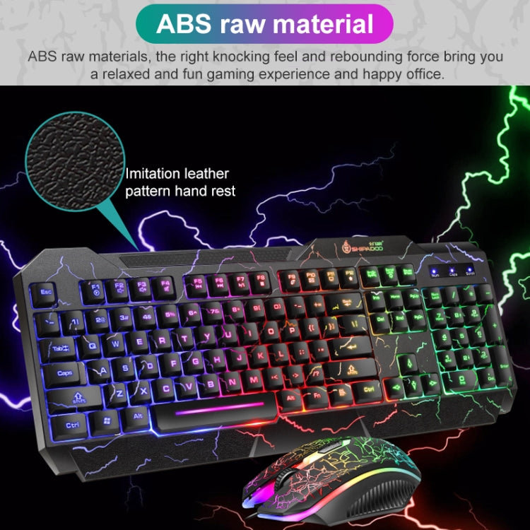 SHIPADOO D620 104-key Wired RGB Color Cracked Backlight Gaming Keyboard Mouse Kit for Laptop, PC