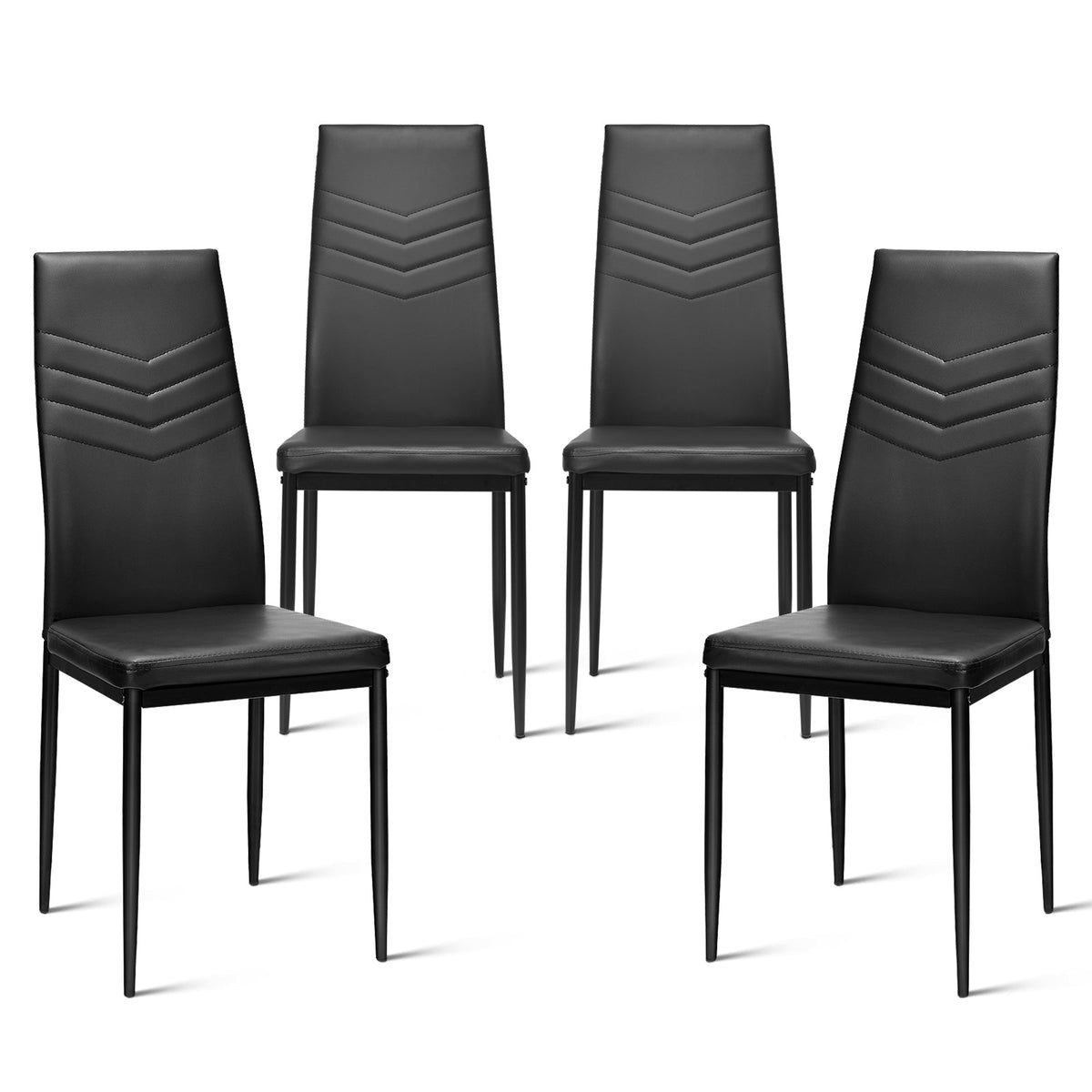 4 PCS Armless Side Chairs with Upholstered Cushion and Sturdy Metal Frame-Black