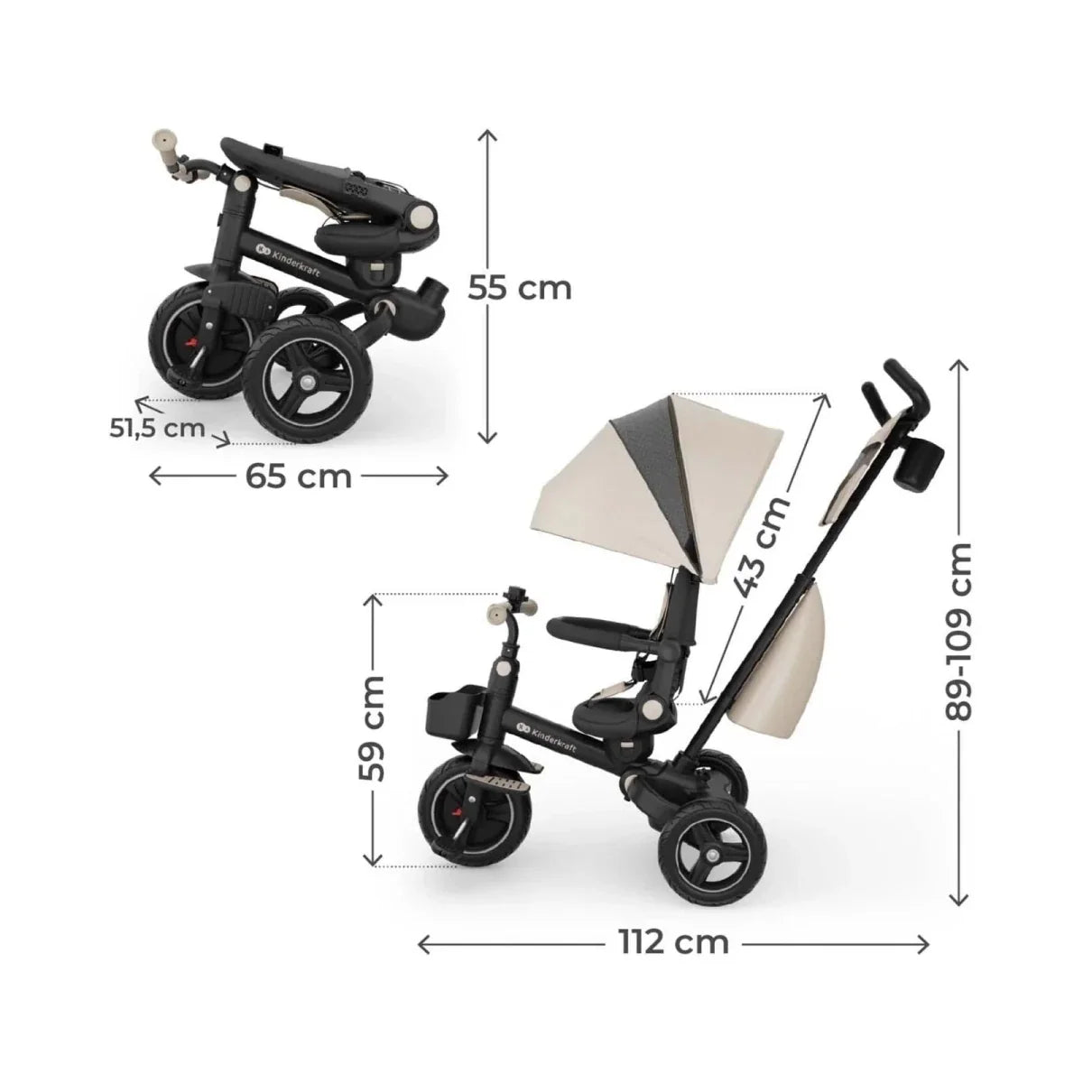 Kinderkraft Spinstep 2 Plus Tricycle - Beige