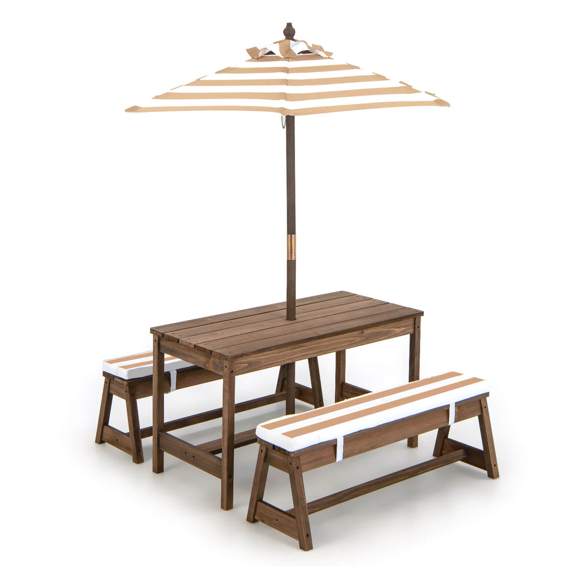 Kids Picnic Table with Cushions and Umbrella-Blue