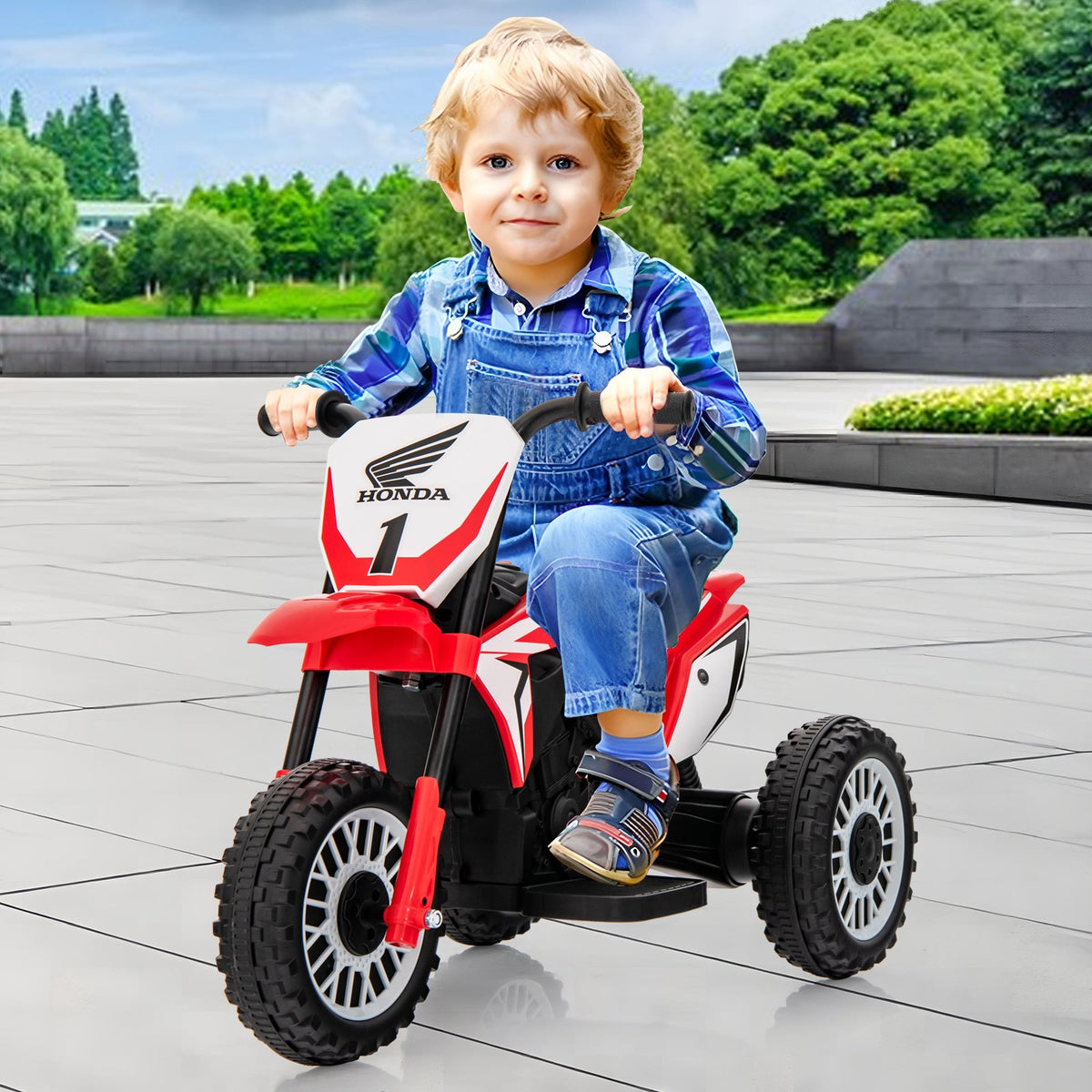 Honda Licensed Kids Ride On Motorbike with Horn Anti-slip Handlebars-Red