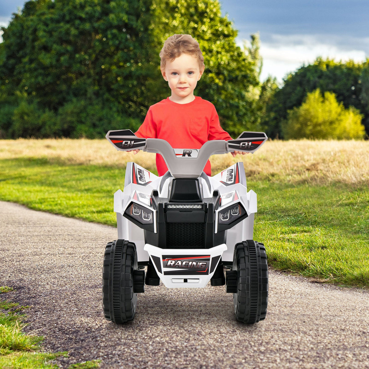 Kids Ride on ATV with Direction Control Large Seat-Blue
