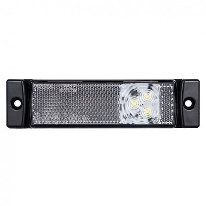 Truck LED Front Marker Light – White, 12/24V with Integrated Reflector & Compact Design