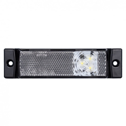 Truck LED Front Marker Light – White, 12/24V with Integrated Reflector & Compact Design