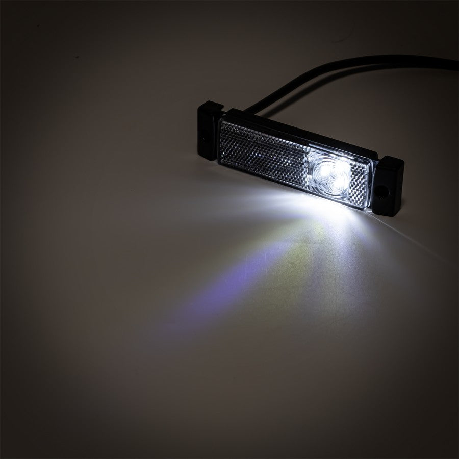 Truck LED Front Marker Light – White, 12/24V with Integrated Reflector & Compact Design