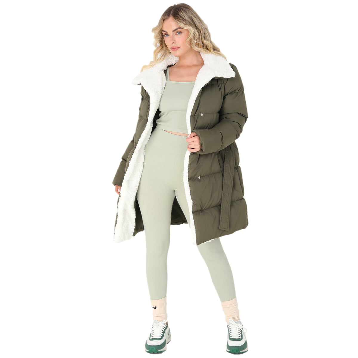 Ladies DEANNE Padded Jacket with Waist Tie Belt