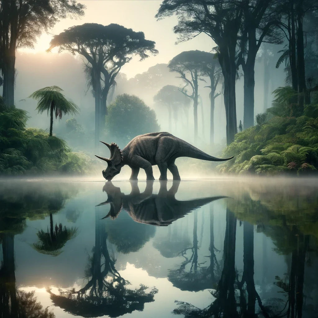 Lakeside Reflections Triceratops Canvas