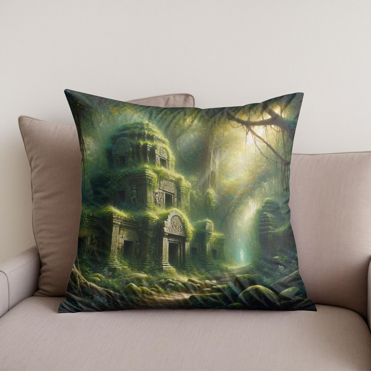 Jungle Ruins Cotton Cushion