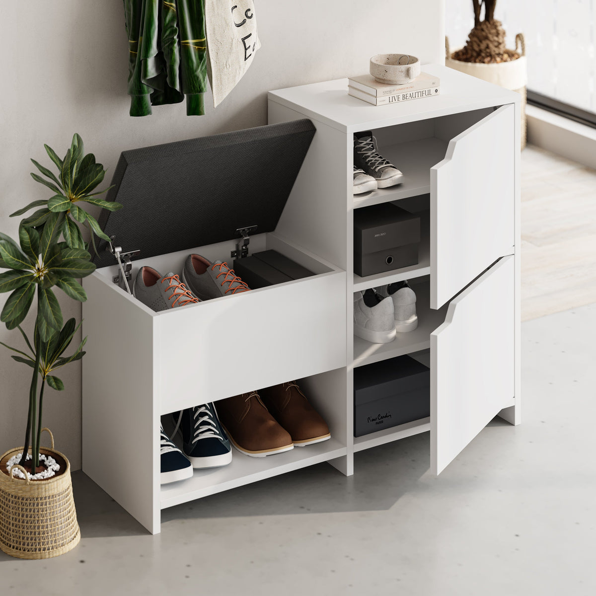 Haven Shoe Bench – 101cm Stair-Shaped Hallway Storage with Seat