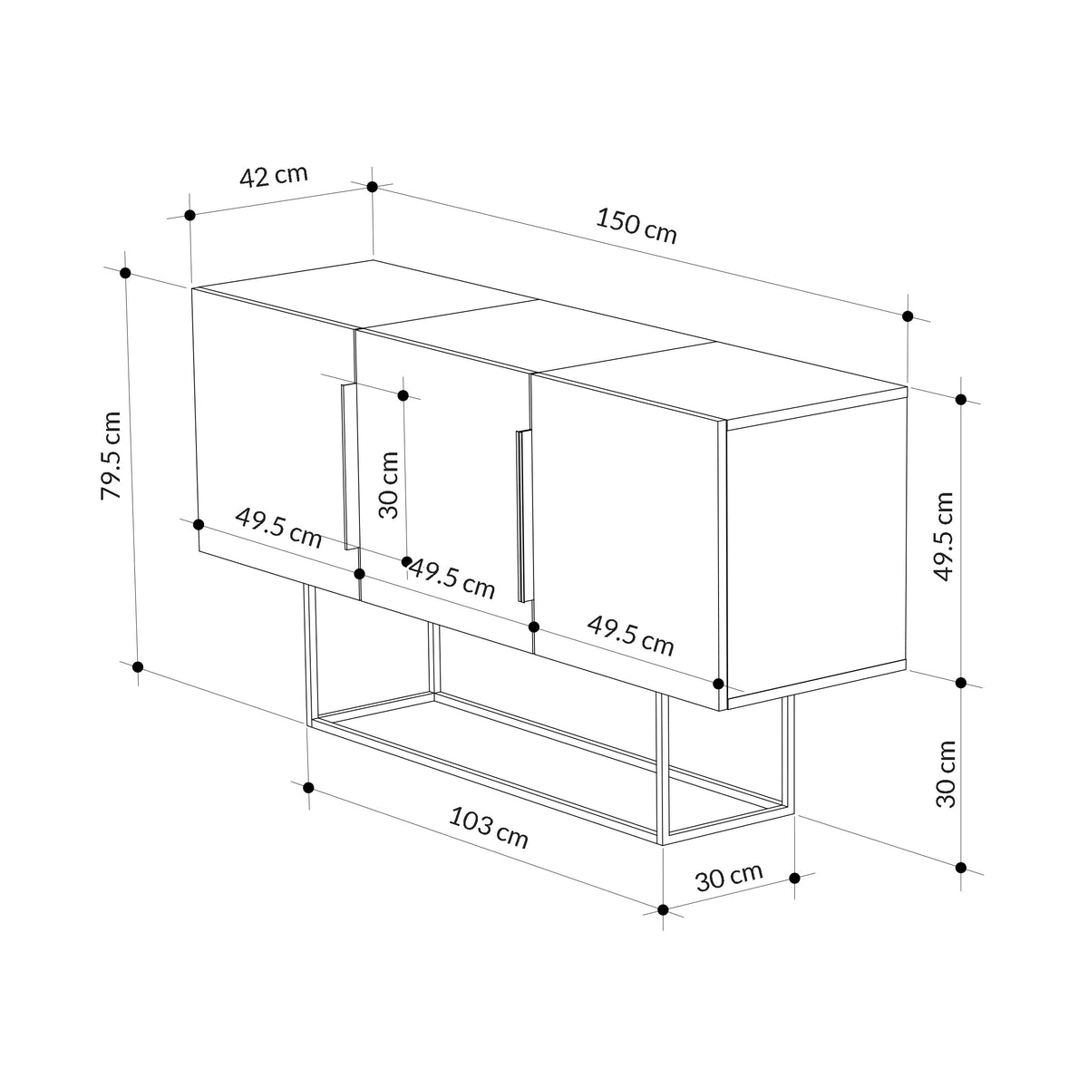 Tontini Console Sideboard Display Unit