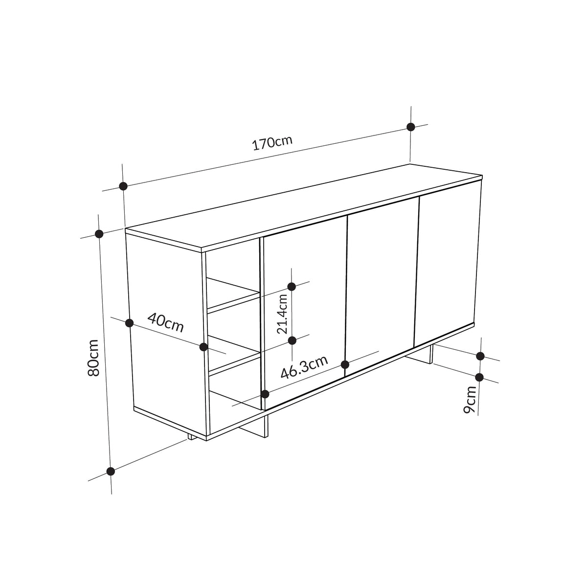 Stockton Modern Console Unit with Open Shelves
