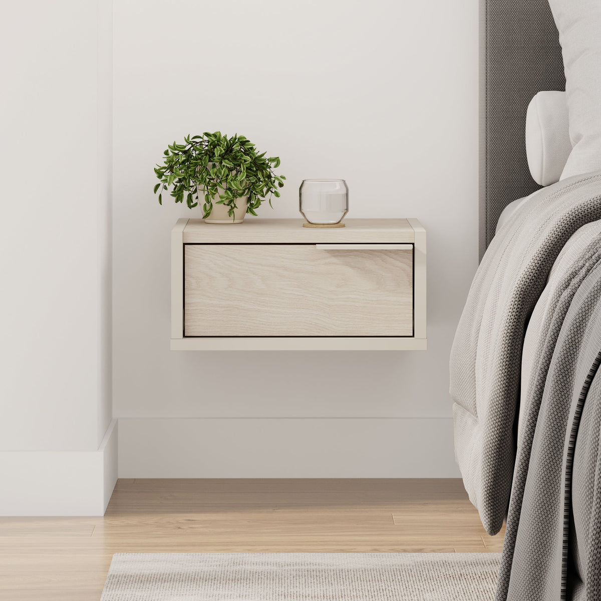 Eco Wall-Mounted Nightstand – Floating Bedside Table with Drawer