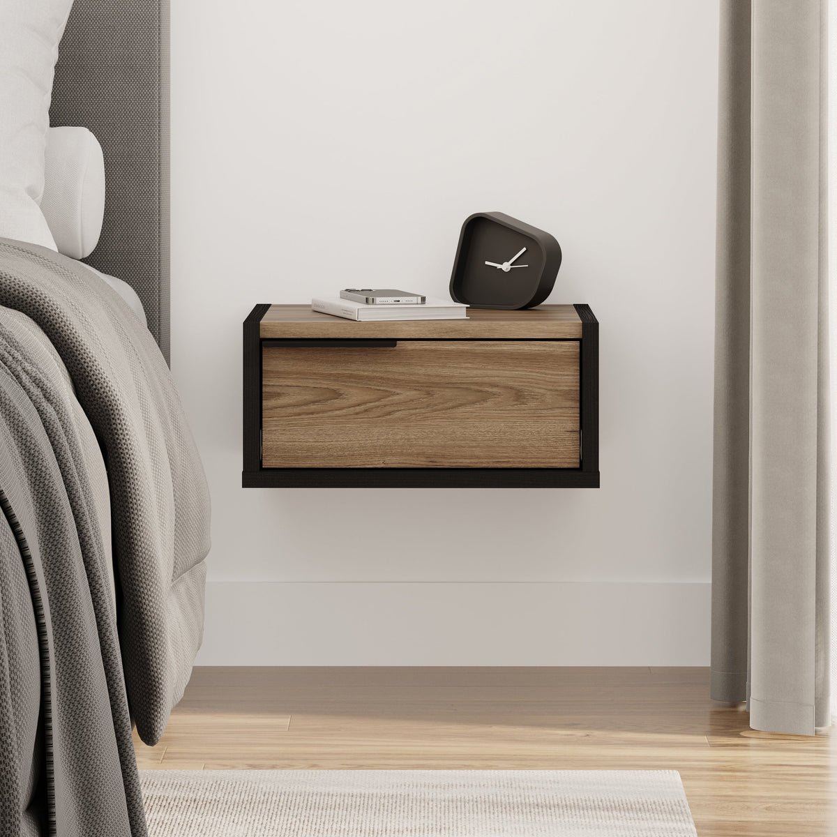 Eco Wall-Mounted Nightstand – Floating Bedside Table with Drawer