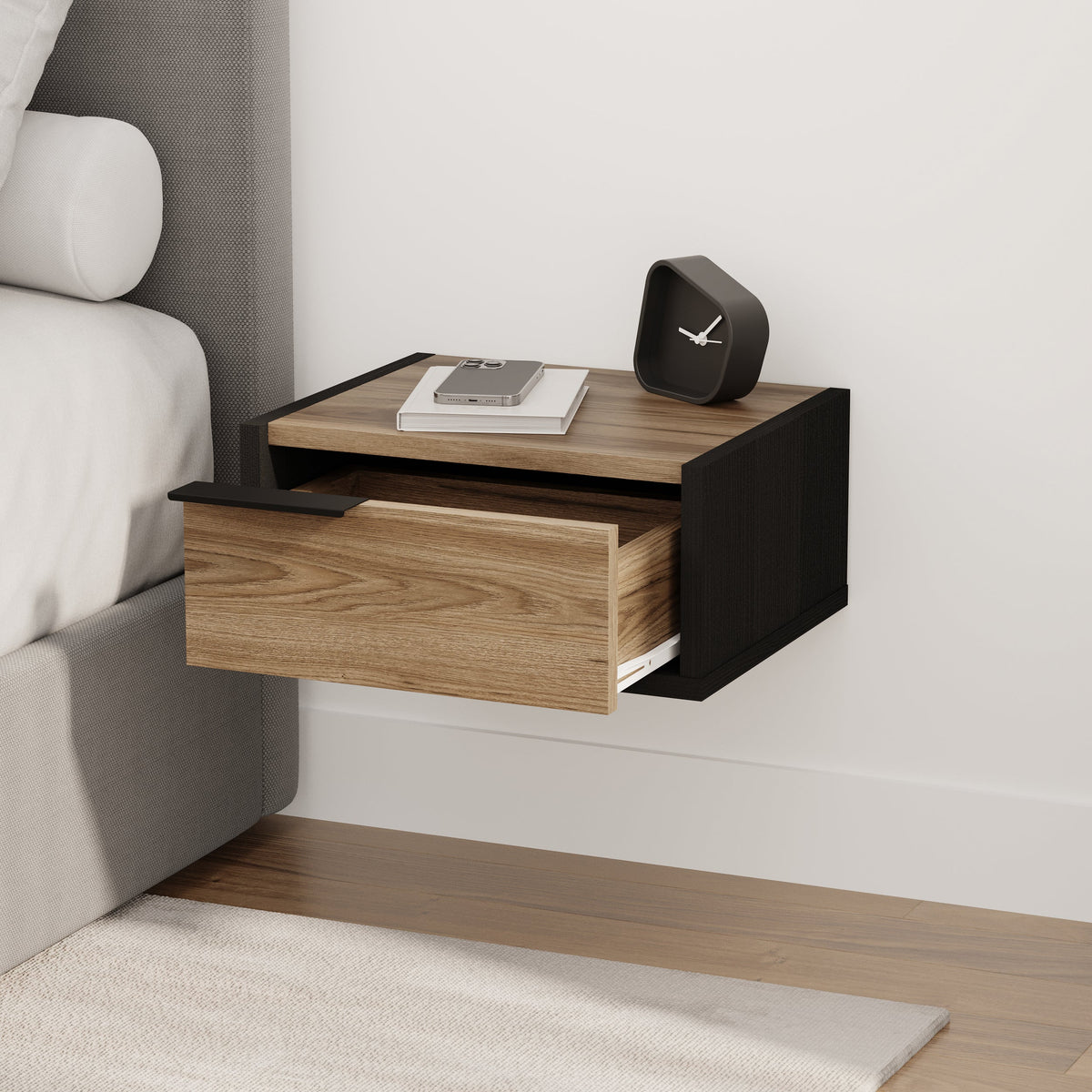 Eco Wall-Mounted Nightstand – Floating Bedside Table with Drawer