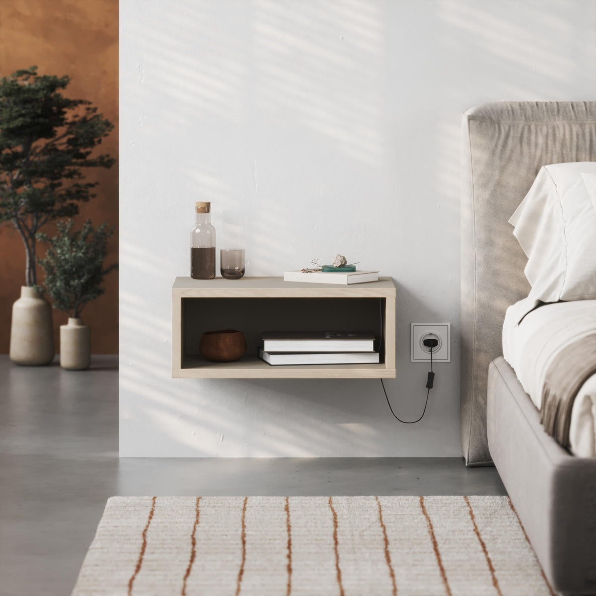 Brik Wall Mounted Bedside Table – Floating Nightstand – Modern Design