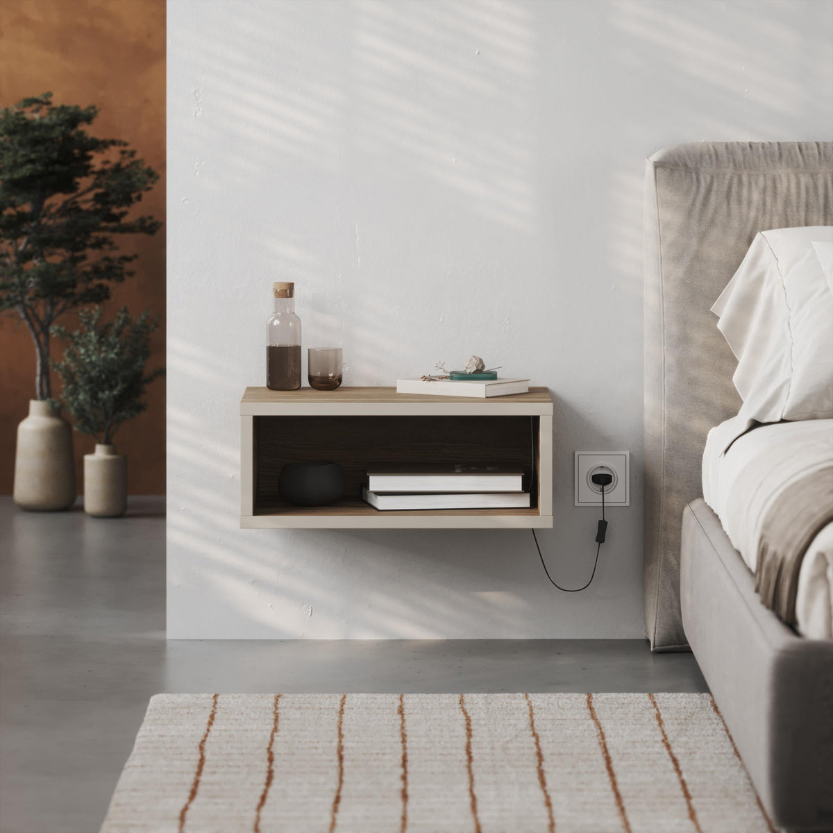 Brik Wall Mounted Bedside Table – Floating Nightstand – Modern Design