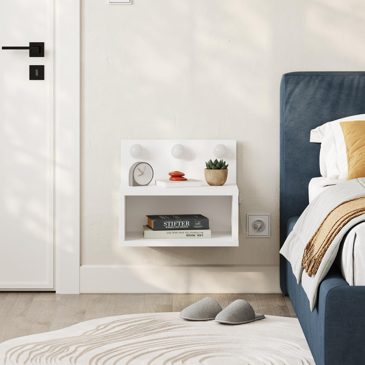 Treo Wall Mounted Nightstand with LED Lights