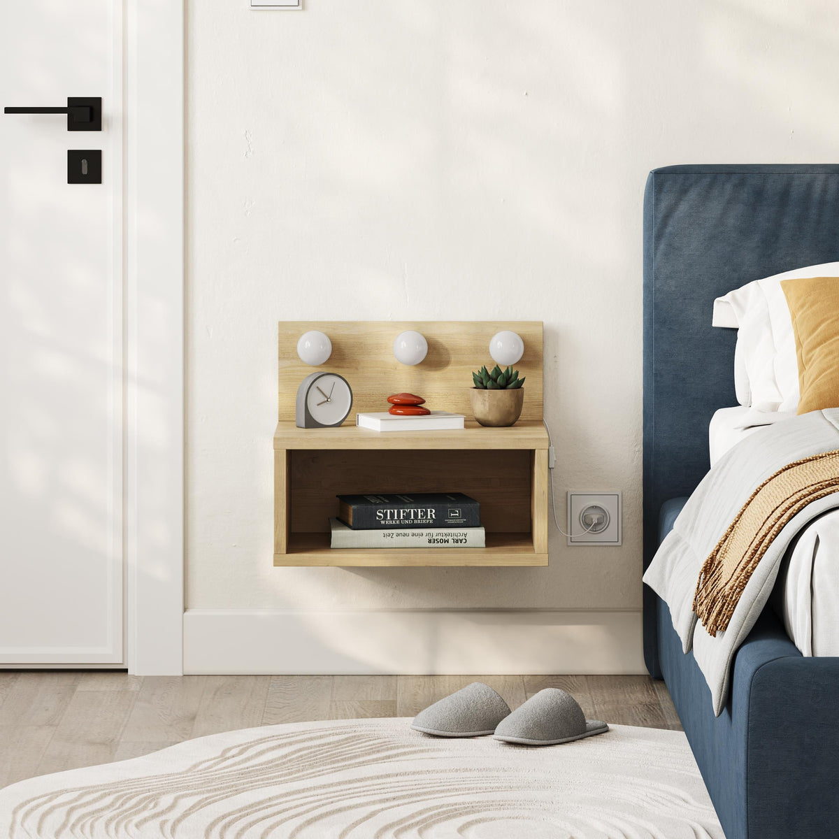 Treo Wall Mounted Nightstand with LED Lights