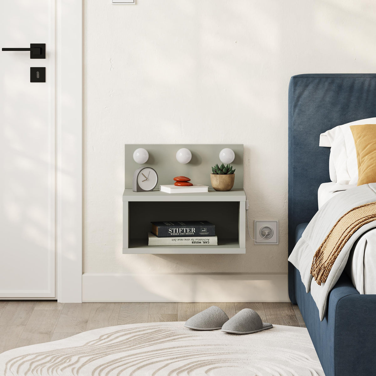 Treo Wall Mounted Nightstand with LED Lights