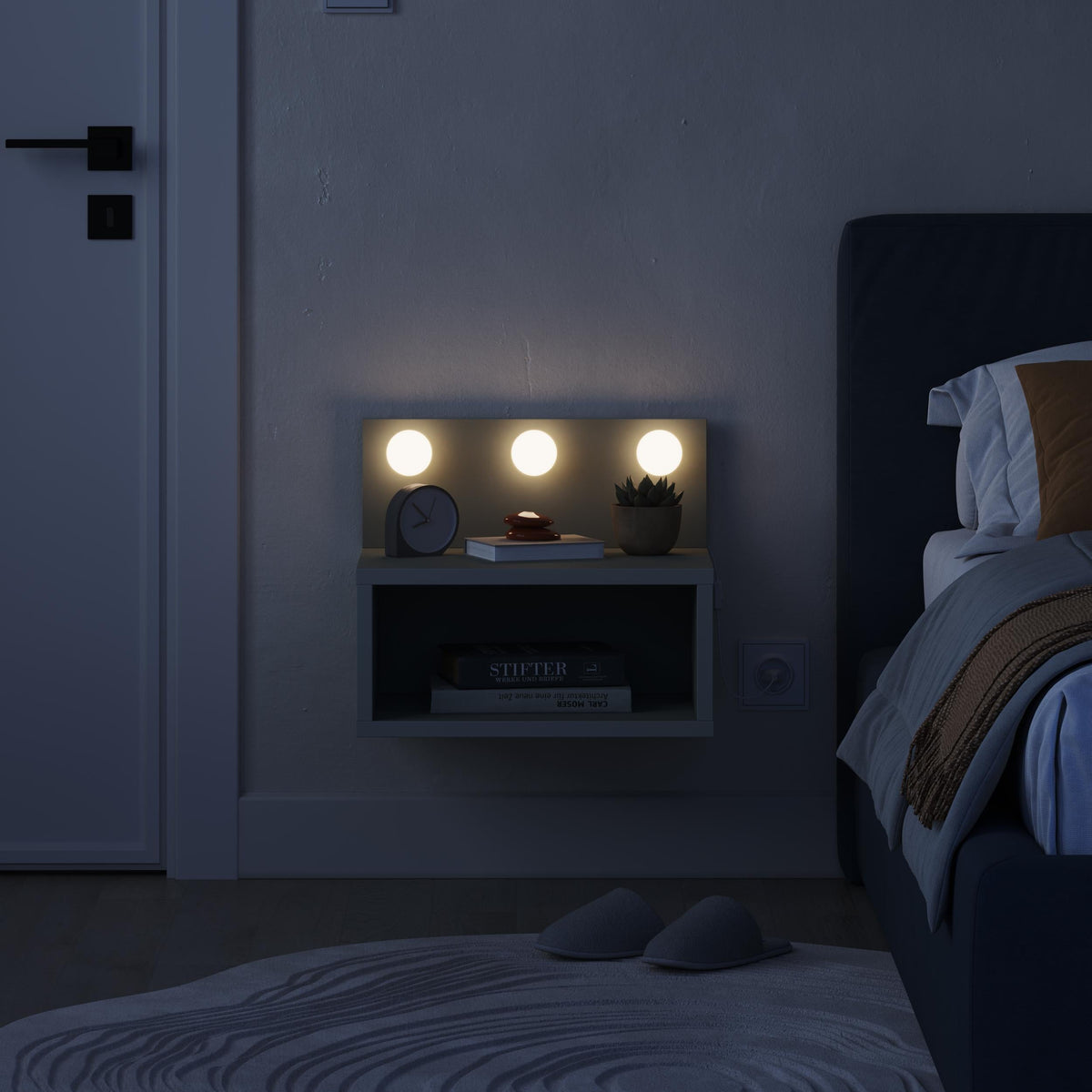 Treo Wall Mounted Nightstand with LED Lights