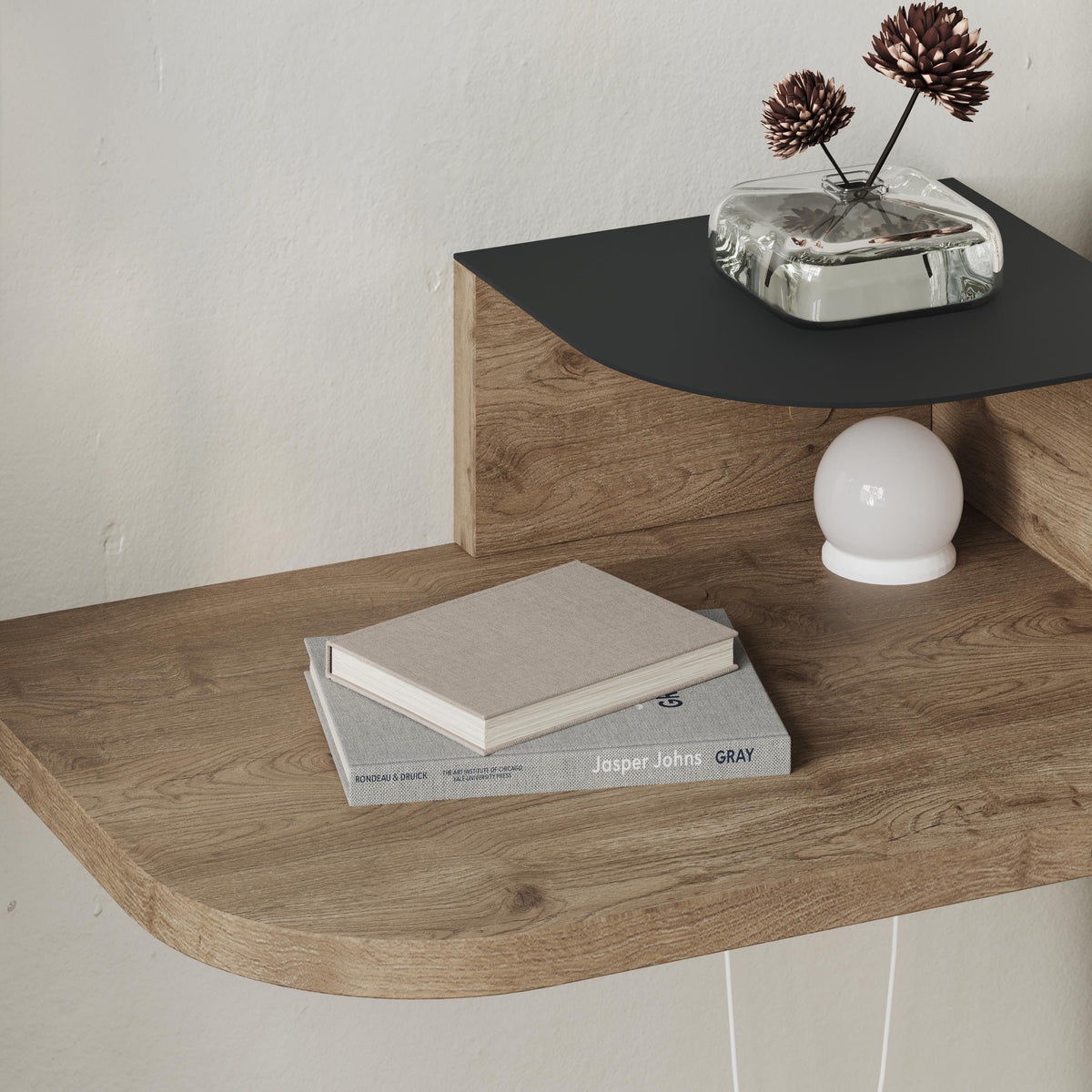 Luno Floating Bedside Shelf with LED Reading Light