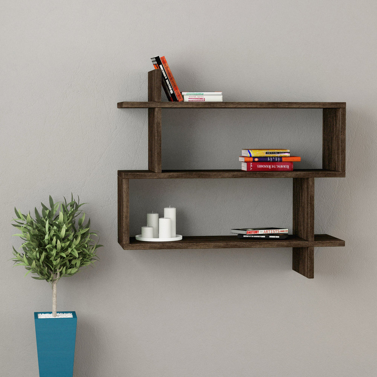 Paralel Wall Bookcase 70cm – 2-Tier Wall Mounted Bookcase Display Unit