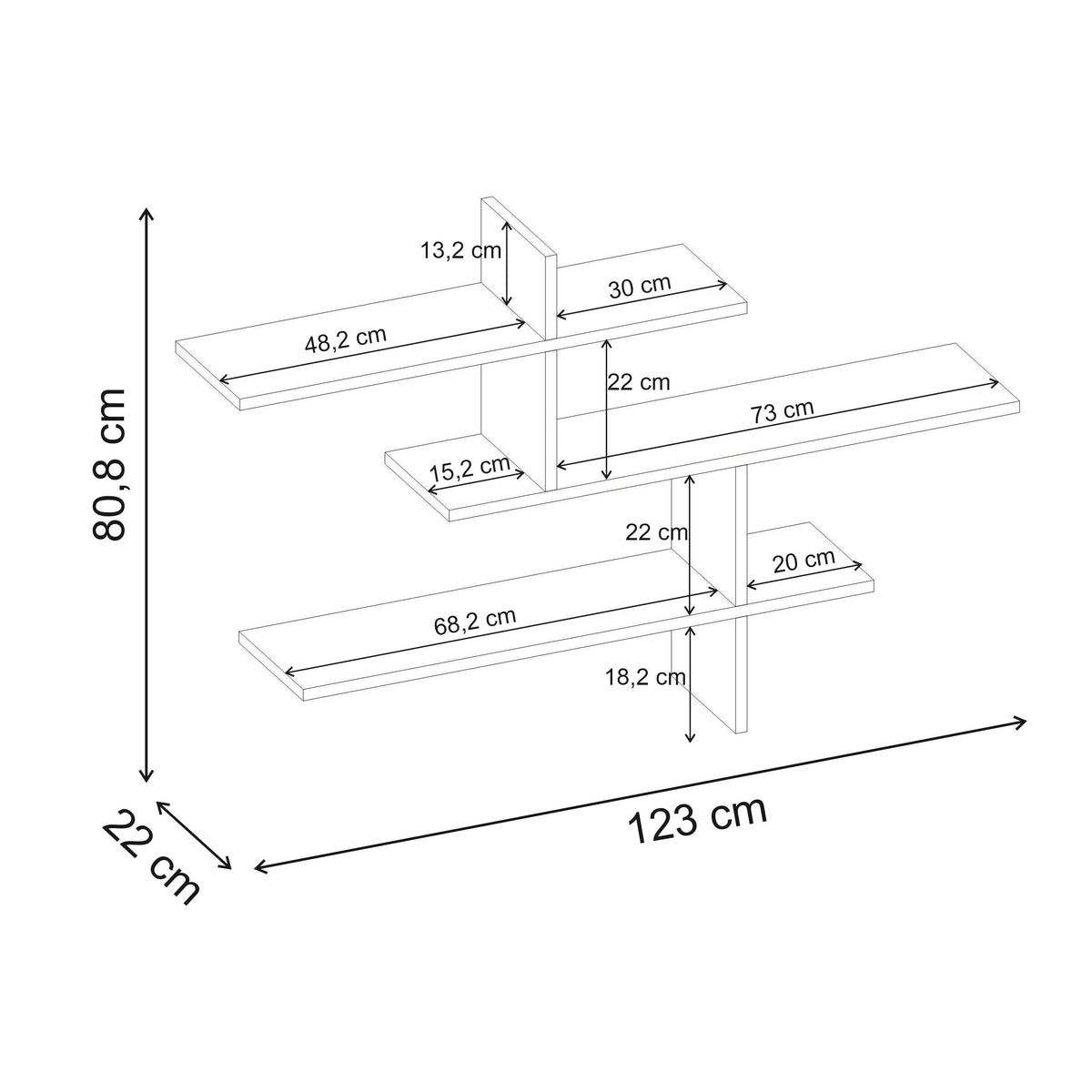 Leo Modern Floating Shelf Tall 80.5cm