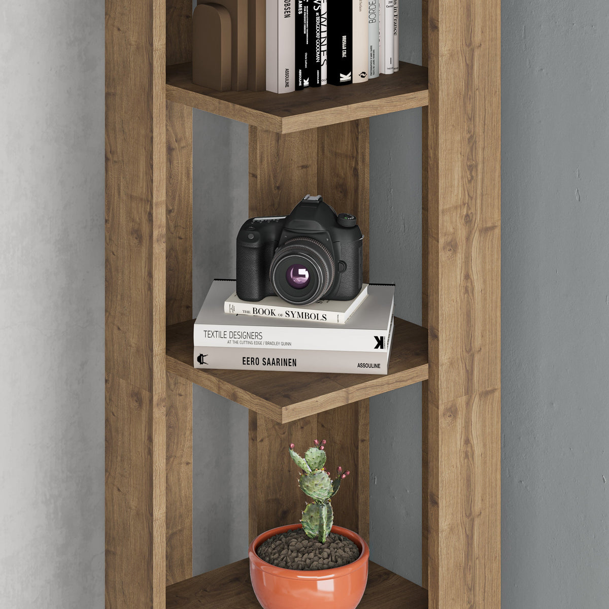 Nati Modern Corner Bookcase Display Unit Tall 161cm
