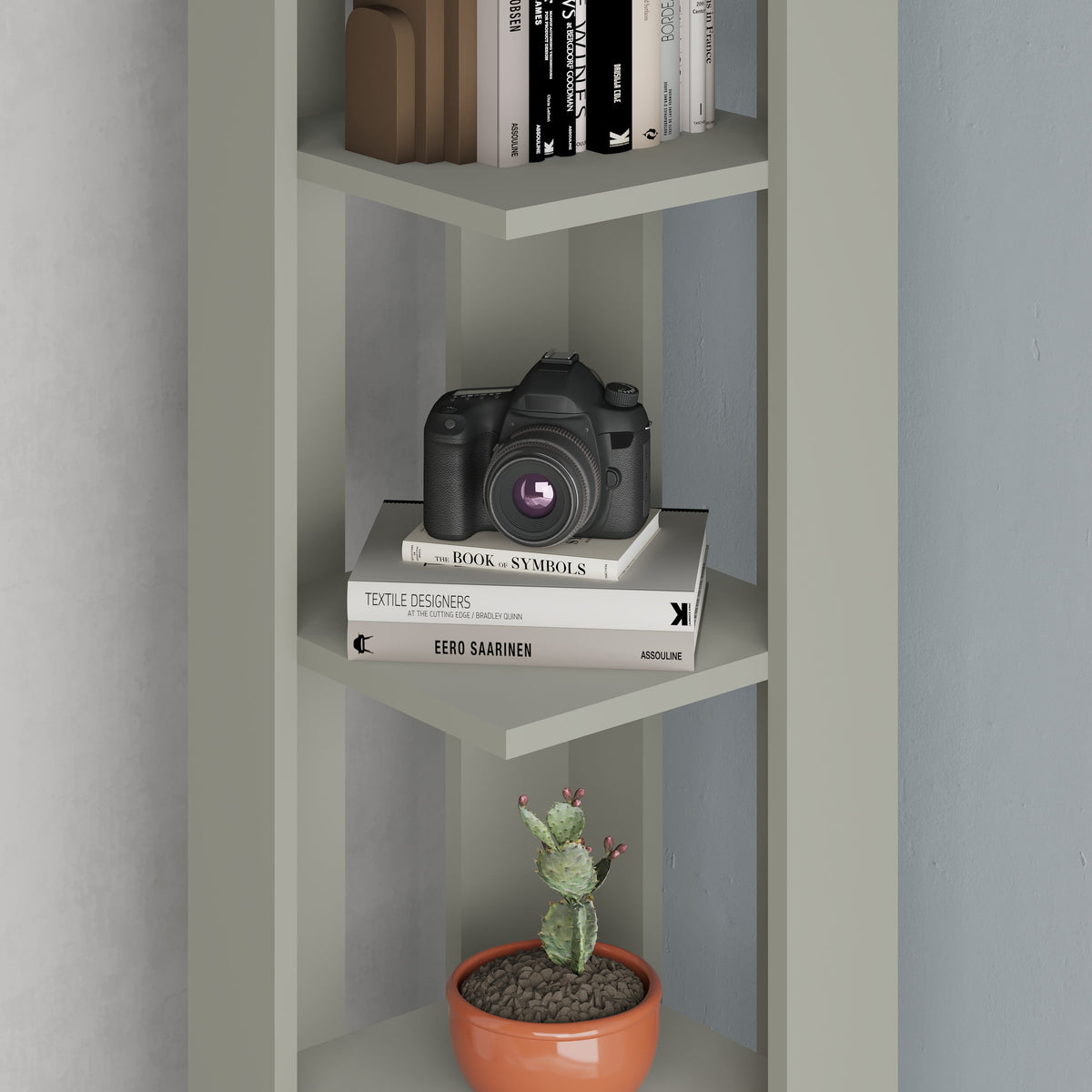 Nati Modern Corner Bookcase Display Unit Tall 161cm