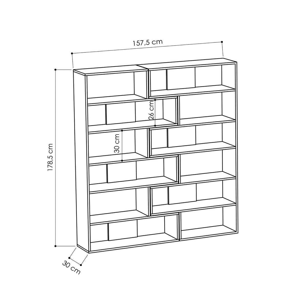 Molly Modern Corner Multipurpose Bookcase Display Unit No.4 Tall 179 cm