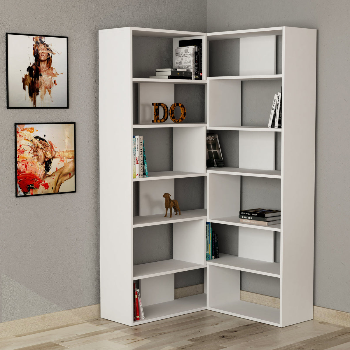 Molly Modern Corner Multipurpose Bookcase Display Unit No.4 Tall 179 cm
