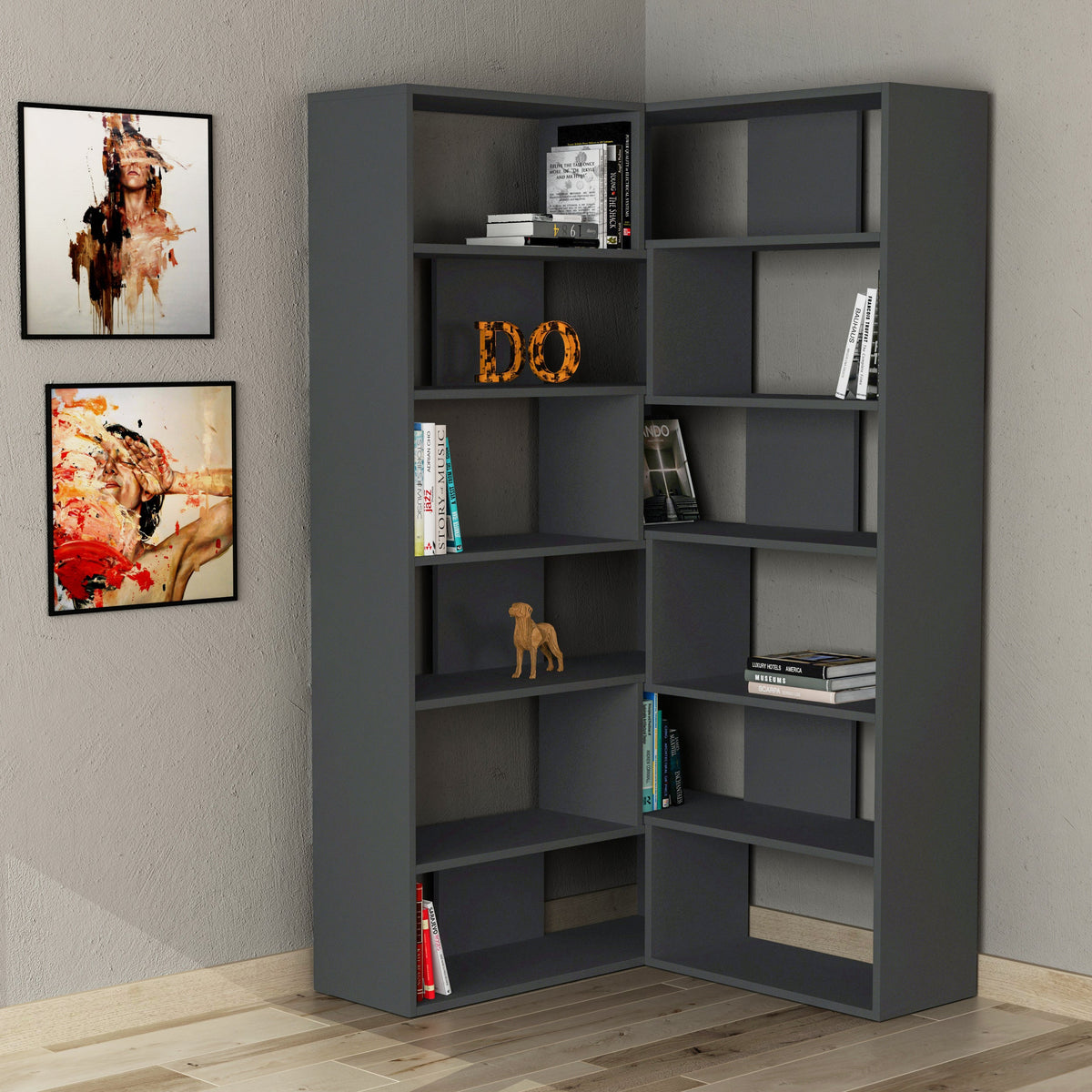 Molly Modern Corner Multipurpose Bookcase Display Unit No.4 Tall 179 cm