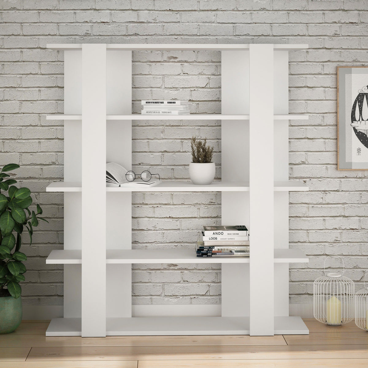 Tita Modern Bookcase Display Unit Medium 122cm