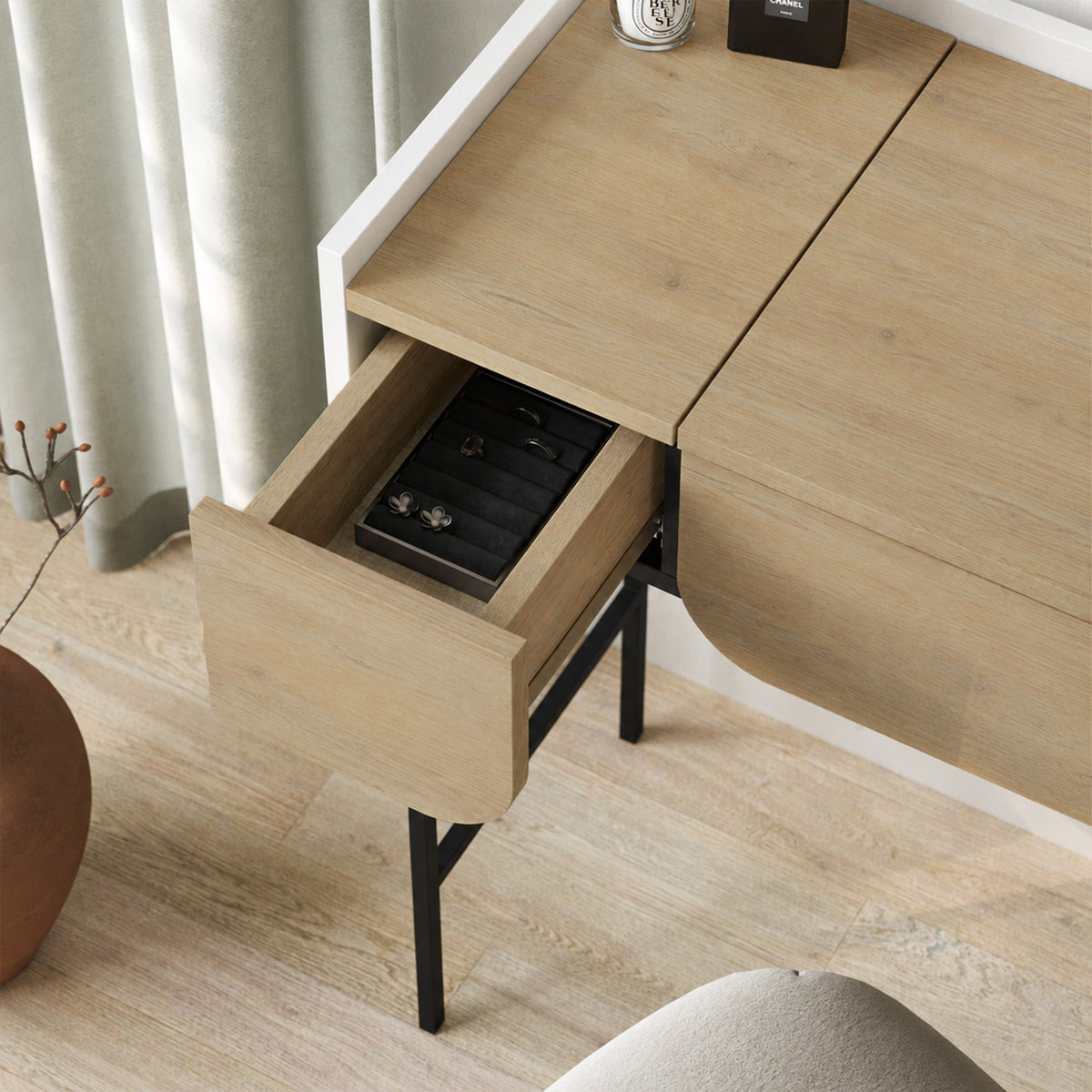 Terra Dressing Table with Mirror and 2 Drawers