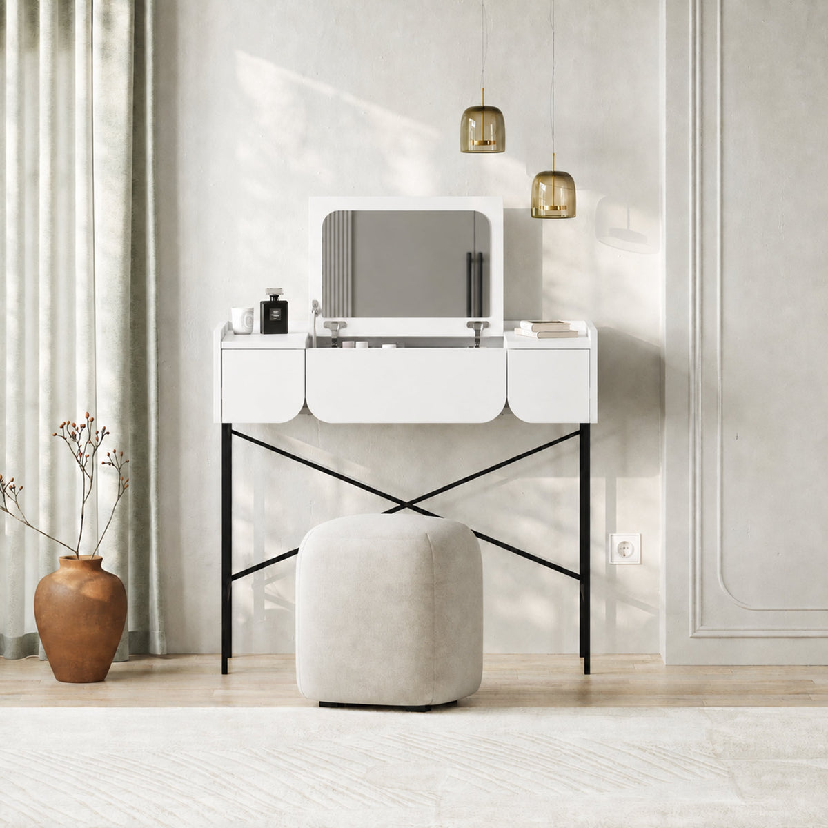 Terra Dressing Table with Mirror and 2 Drawers