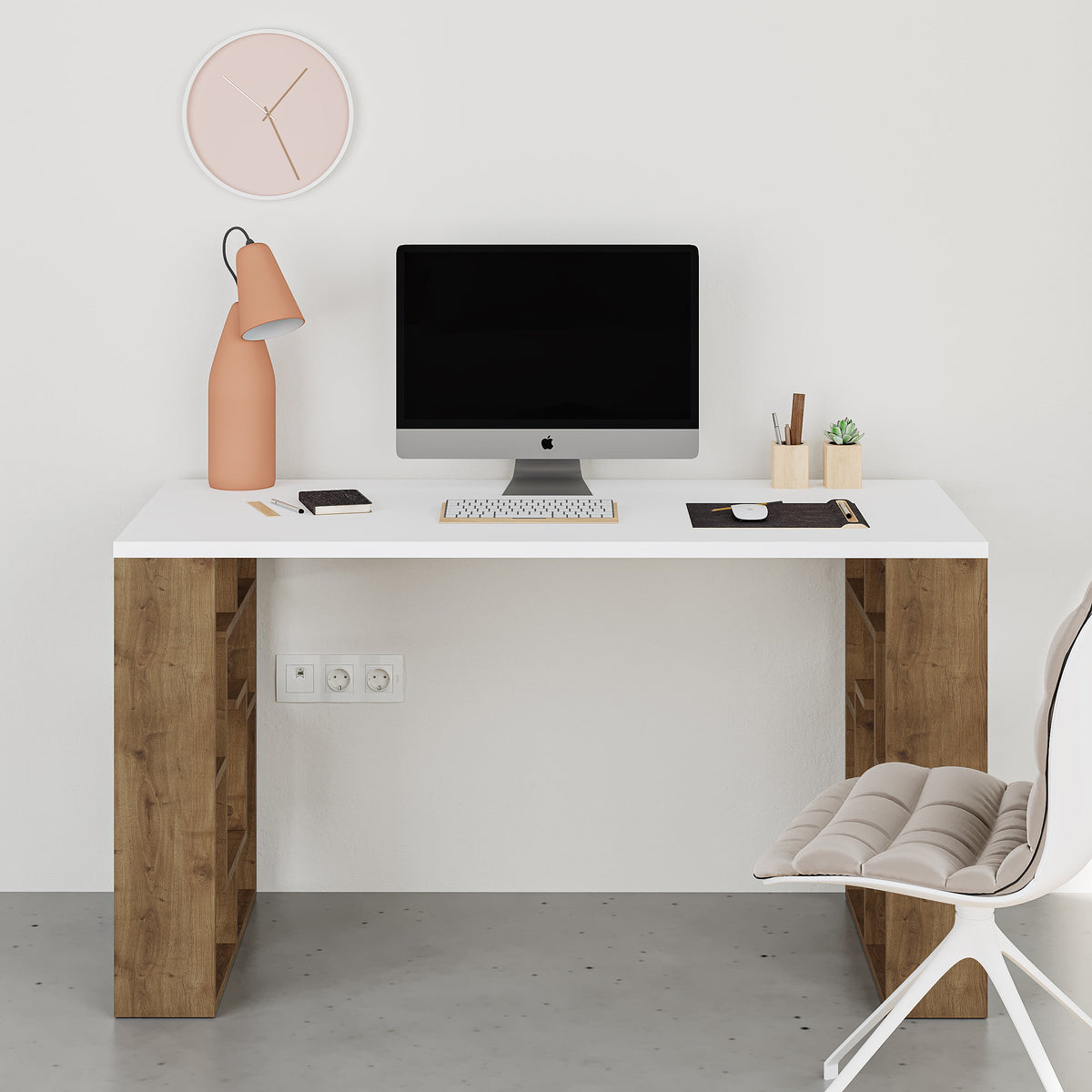 Labirent Modern Desk With Bookshelf Legs Width 137cm