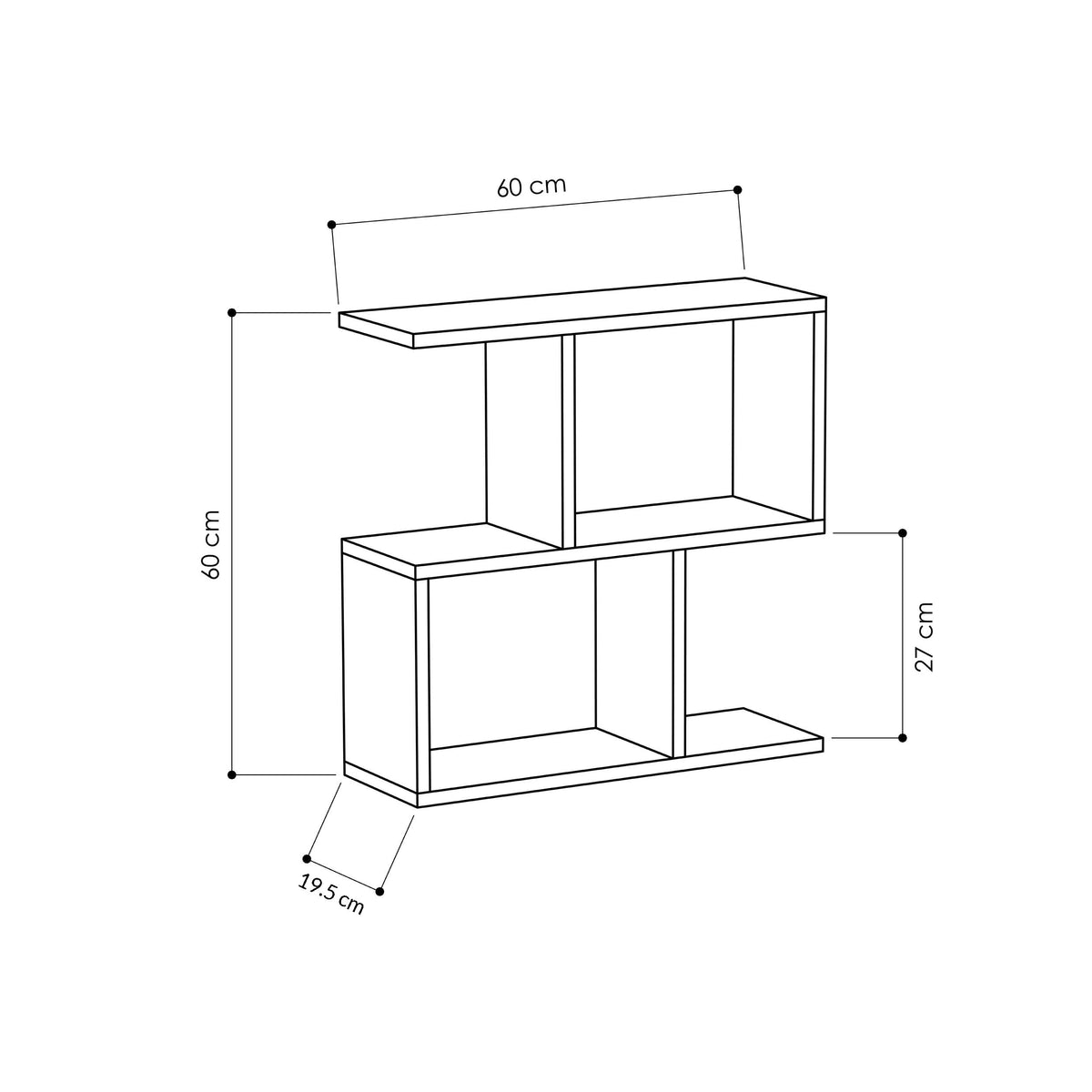 Homemania Modern Side Table with 4 Open Shelves