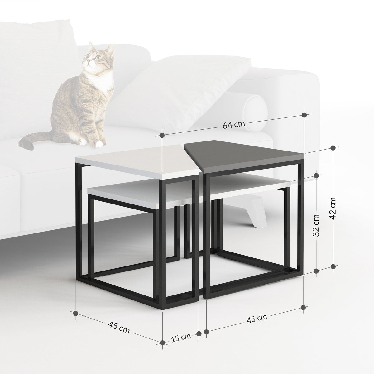 Ohlady Modern Coffee Table Multipurpose H 41.8cm